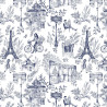 Printed Viscose BAGUETTE White / Blue